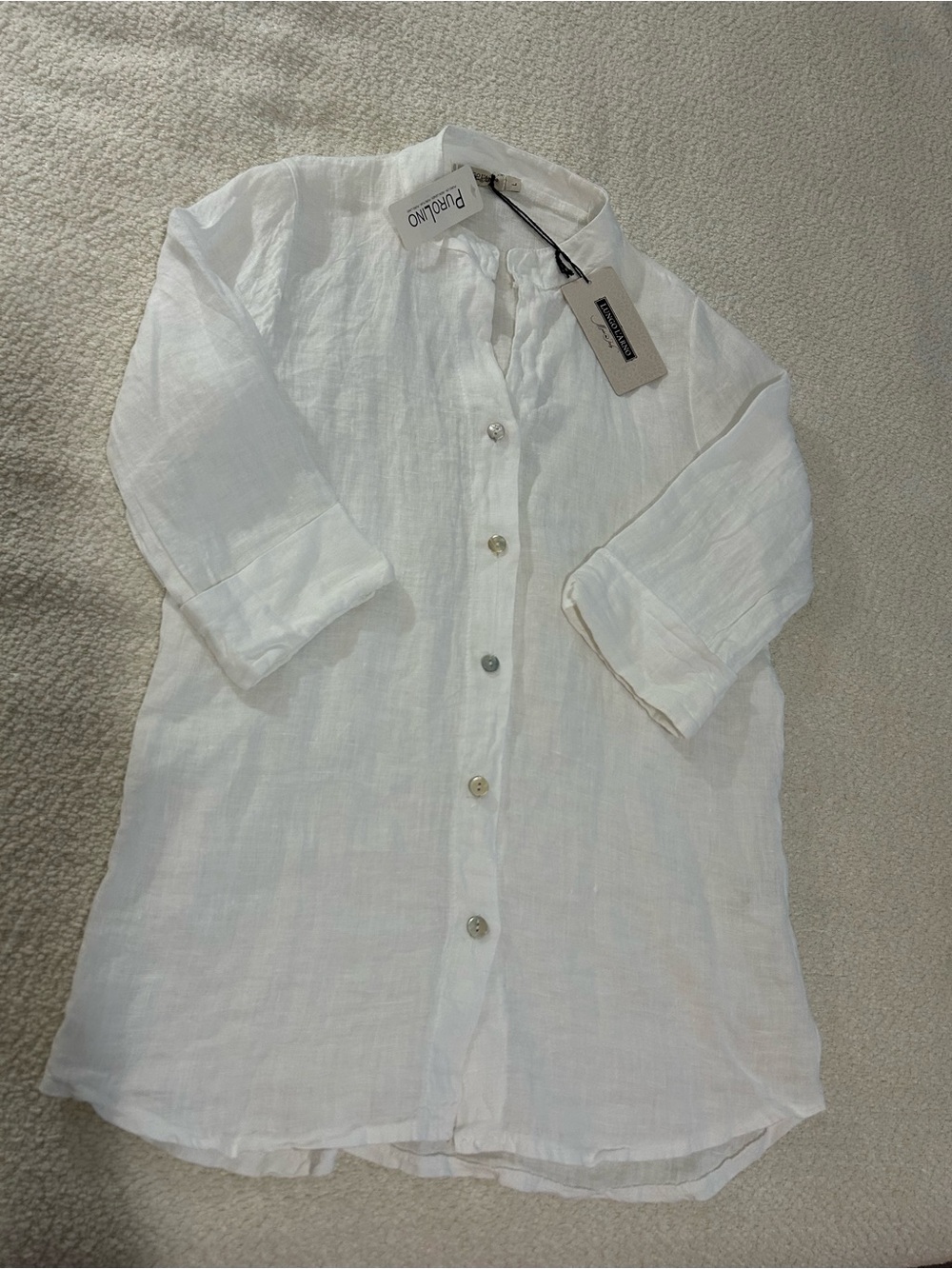 Pure White Linen Button-Up Tunic